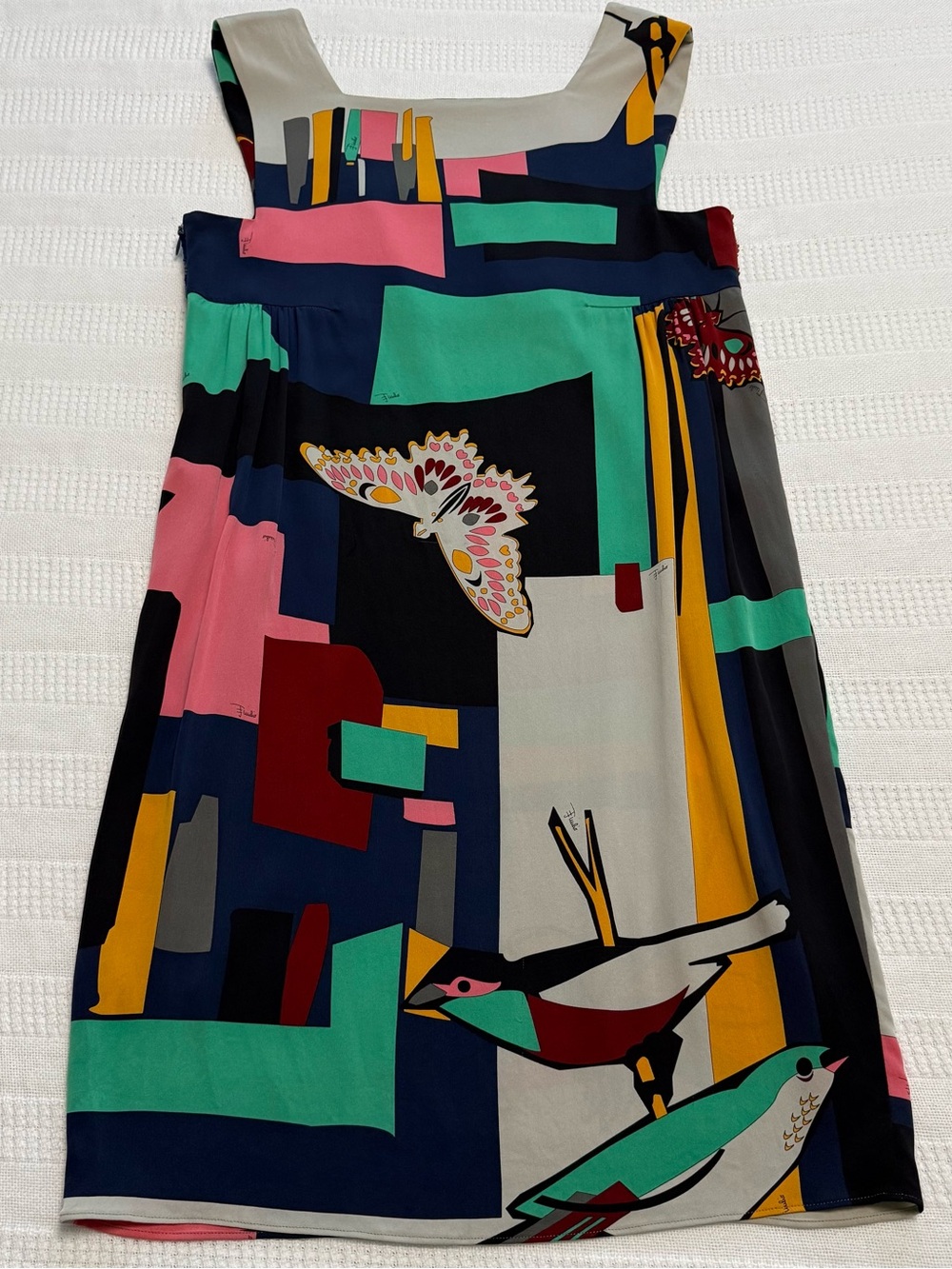 Emilio Pucci Vintage Dragonfly Bird Print Sequin-Trim Dress - Picture 5 of 15